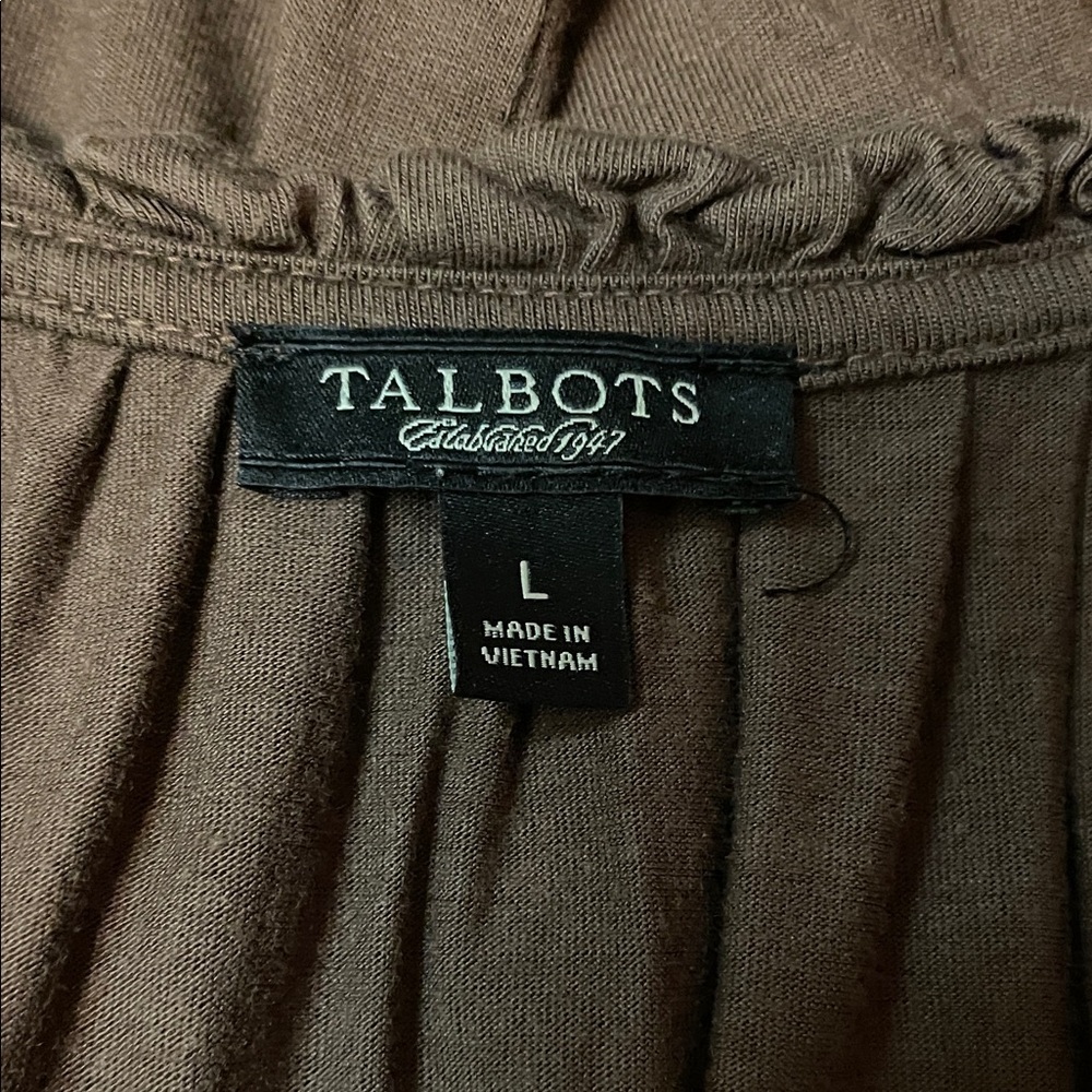 Talbots Chocolate Ruffle Trim Blouse - Picture 2 of 4